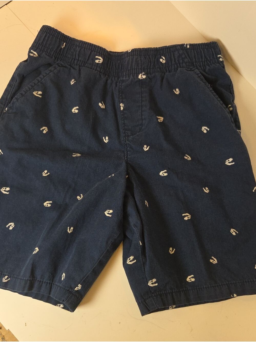 Kids Navy Shorts with White Mini Print - Elastic Waist